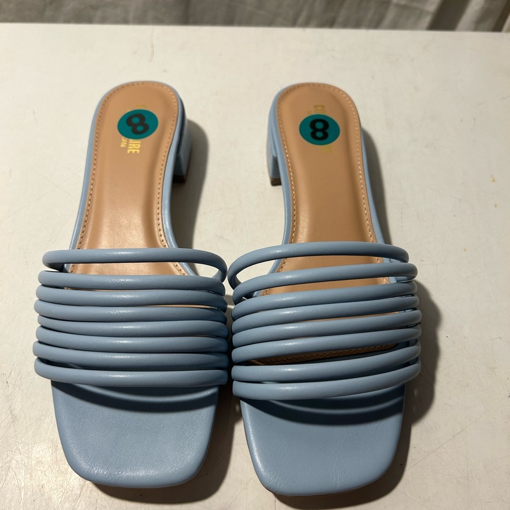 Cushionaire memory foam blue strappy slides 1/2” heel various sizes allNWT